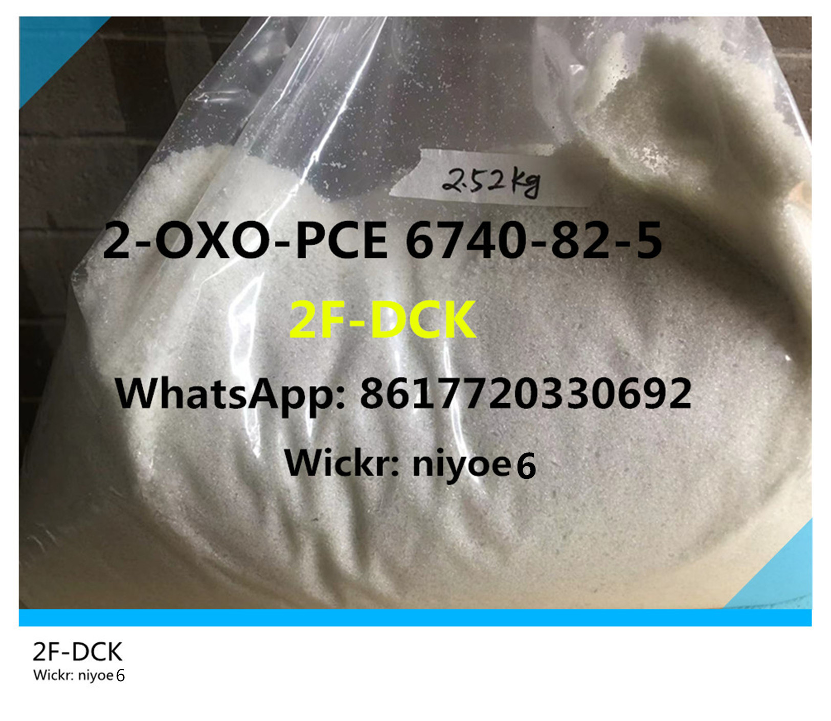 Buy Dissociative White Powder 2-OXO-PCE CAS 6740-82-5 2F-DCK for Anesthetic Wickr: niyoe6
